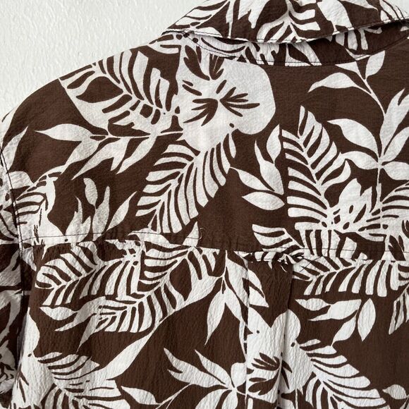 y2k White Stag short sleeve brown white tropical womens shirt button M - Picture 6 of 6